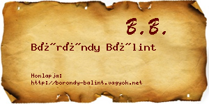 Böröndy Bálint névjegykártya