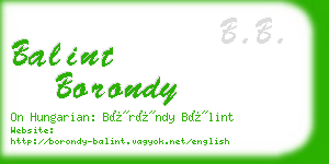 balint borondy business card