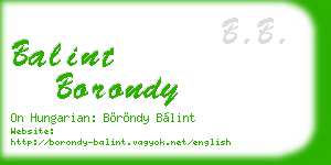 balint borondy business card